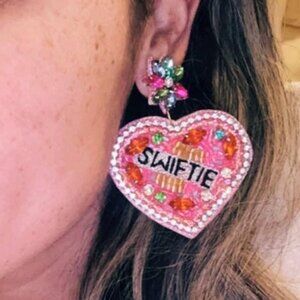 Pink Swiftie Heart Dangle Earrings